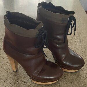 Marni "Tronchetto" Coffee-Colored Calfskin Ankle Boot (Size 39 EU)
